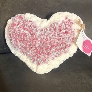 Cozy Heart-Shaped Red and White Pillow